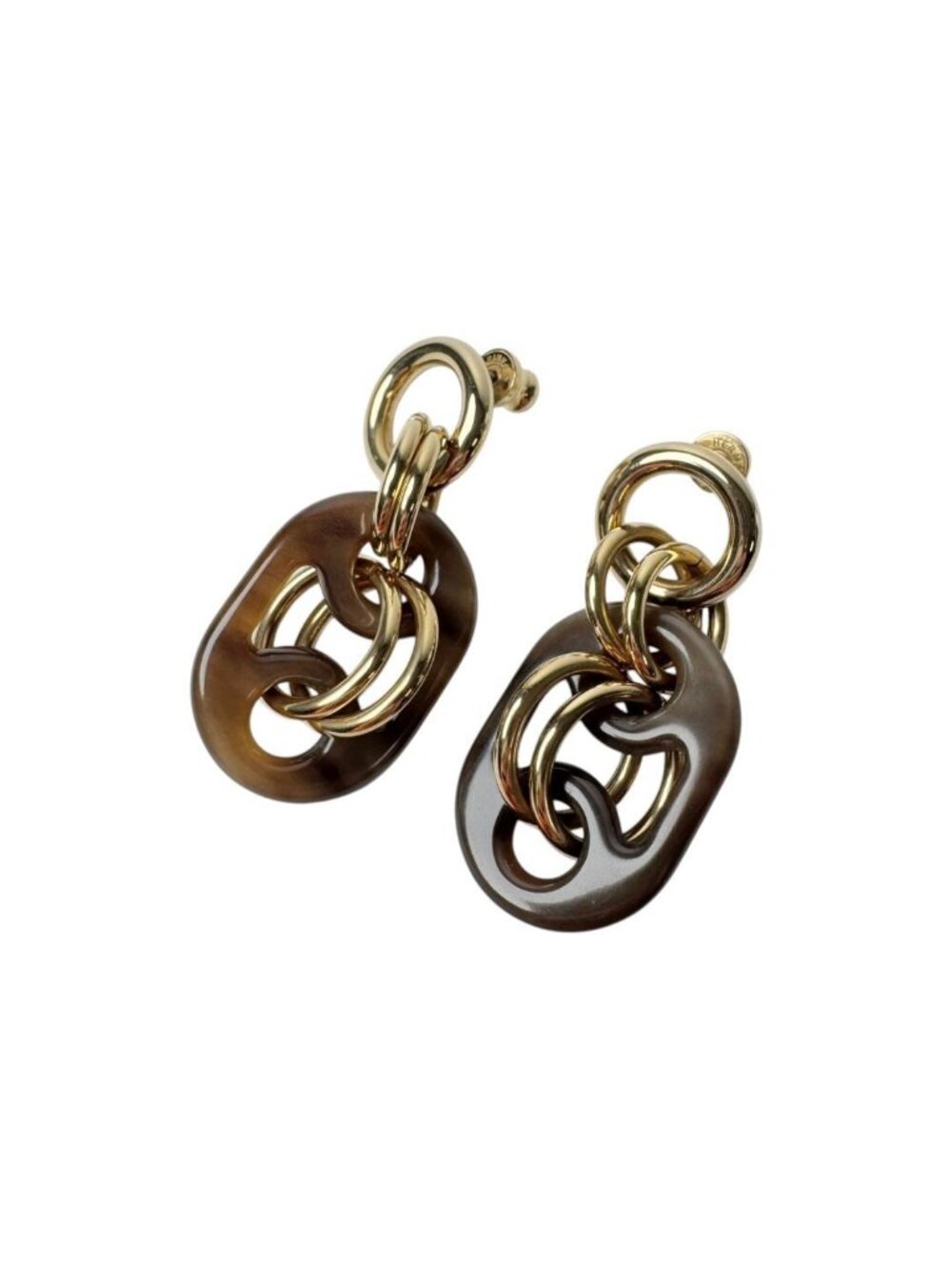 Hermes Liddy Earrings PM Gold Buffalo Horn